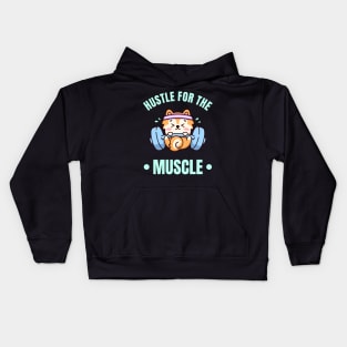 Hustle For The Muscle Cute Puppy Funny Workout Kids Hoodie